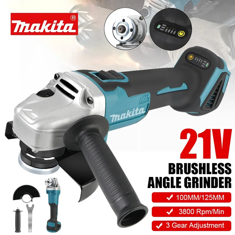 

Makita Brushless Electric Angle Grinder 21V Rechargeable 125/100MM Cutting Machine High Power Polishing Machine Without Battery