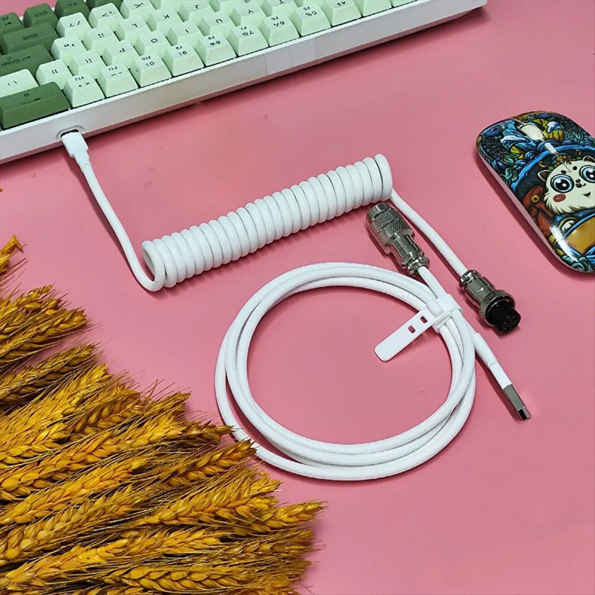 AAAE USB Type-C Cable for Gaming Keyboards, Double Sleeved Mechanical Keyboard Cable, Mechanical Keyboard Custom Coiled Cable