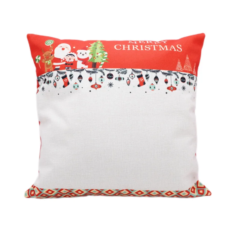 5pcs Sublimation DIY White Blank Linen Square Merry Christmas Pillow Case