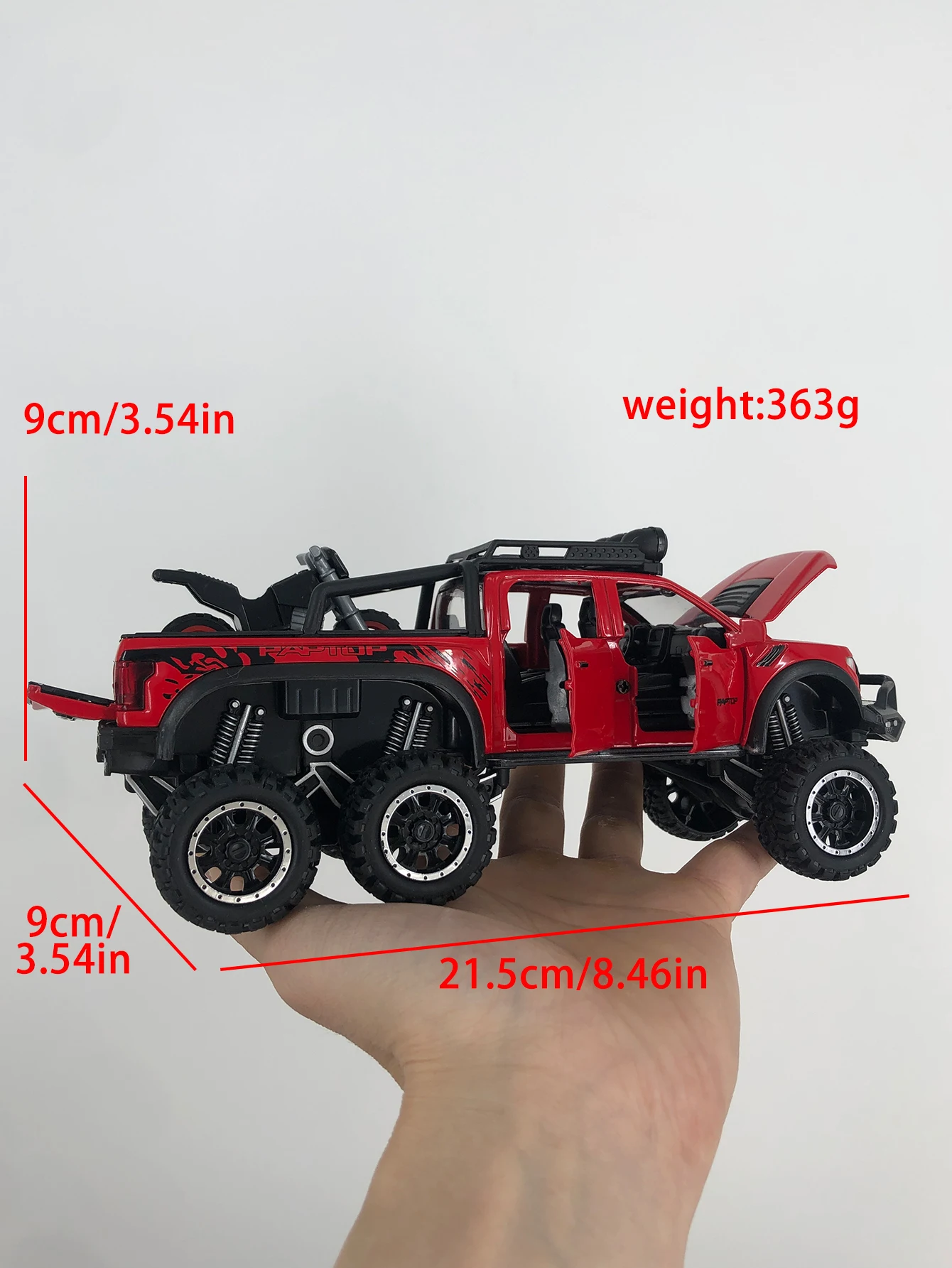 Modelo de camioneta de seis ruedas de aleación de zinc de simulación 1: 28, adorno estático, coche de regalo coleccionable de metal