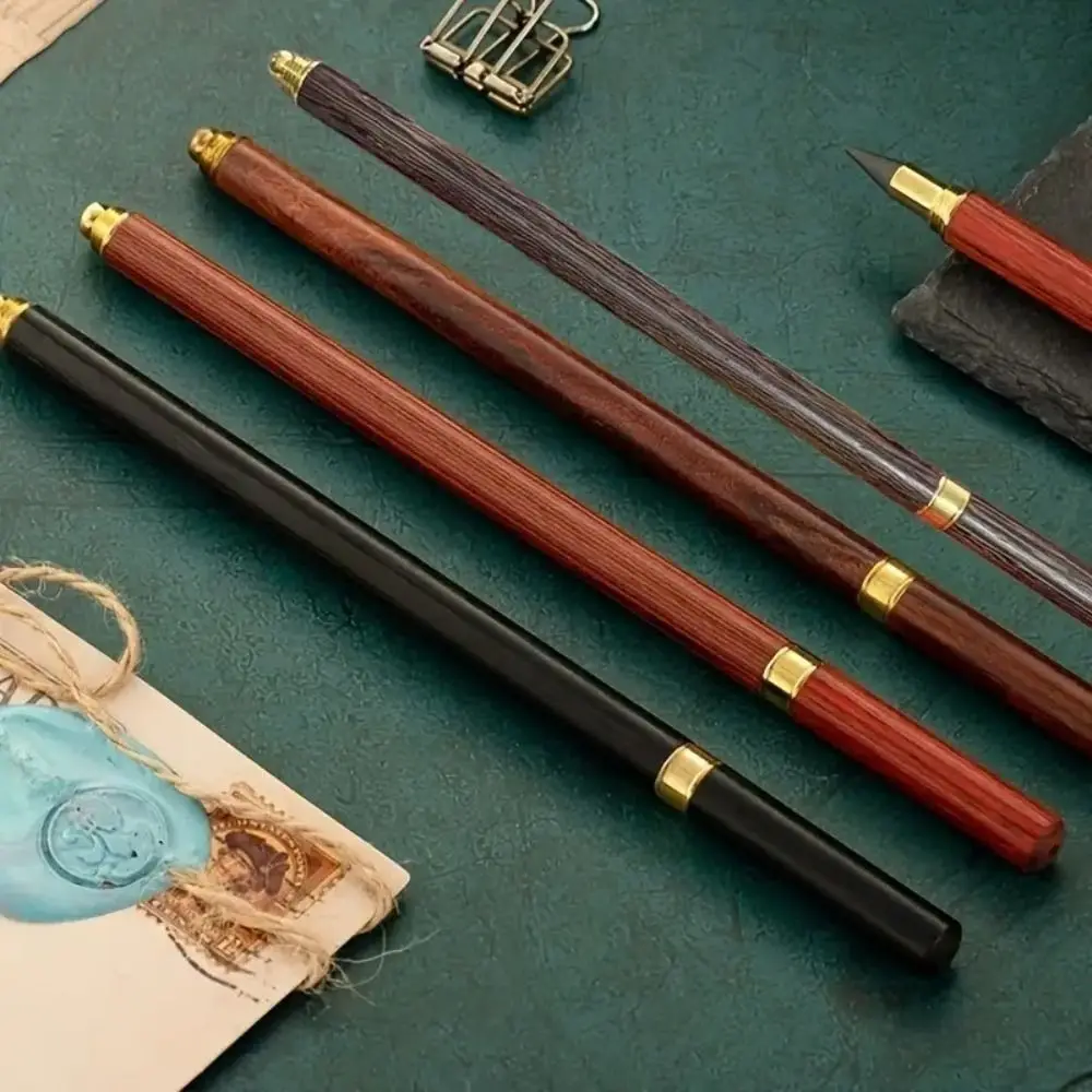 

0.5mm 3 Colors Wooden Pencil Portable Smooth Vintage Brass Wooden Pencil Professional Classical Eternal Pencil School Teacher