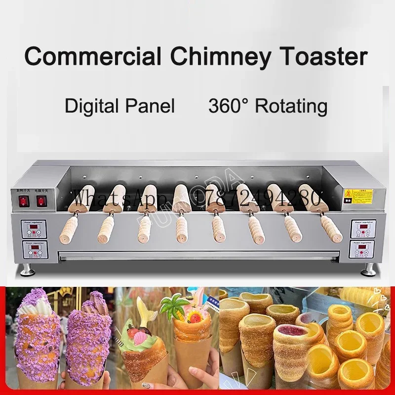 8 Roller Electric Chimney Cake Maker Oven Grill Baking Machine