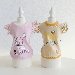 Stripe Princess Dog Clothes For Small Dog Girl Pink Yellow Summer Pet T Shirt XS XL Cat Coat Vest For Puppy Animal Poodle Supply