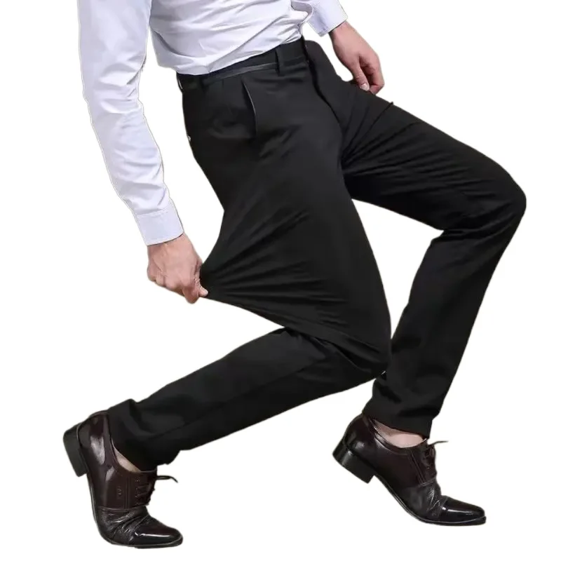 

Men's Summer Fashion Business Casual Long Pants Suit Pants Male Elastic Straight Formal Brand Trousers Plus Big Size 28-40