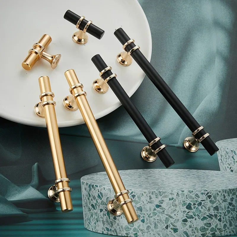 Golden Cabinet Door Handle Modern European Style Black Bathroom Drawer Handle Wardrobe Furniture Hardware Lengthen