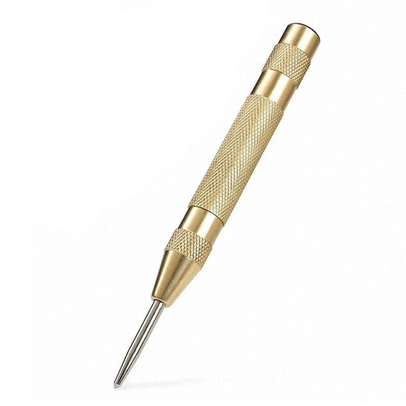 New 5'' Automatic Center Pin Spring Loaded Marking Starting Hole Tool Gold
