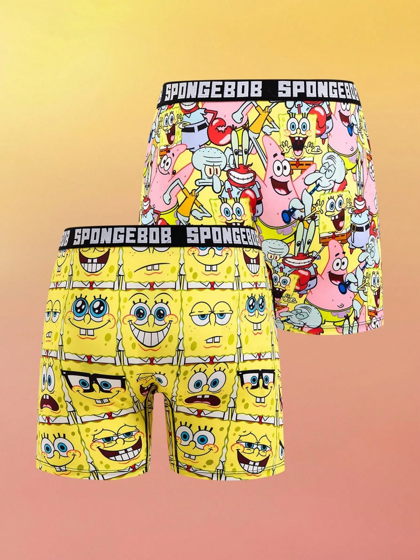New SpongeBob SquarePants Pattern Cartoon Boxer Shorts Panties Printed Underwear Quilt Underpants Men Comfortable Boxers Briefs