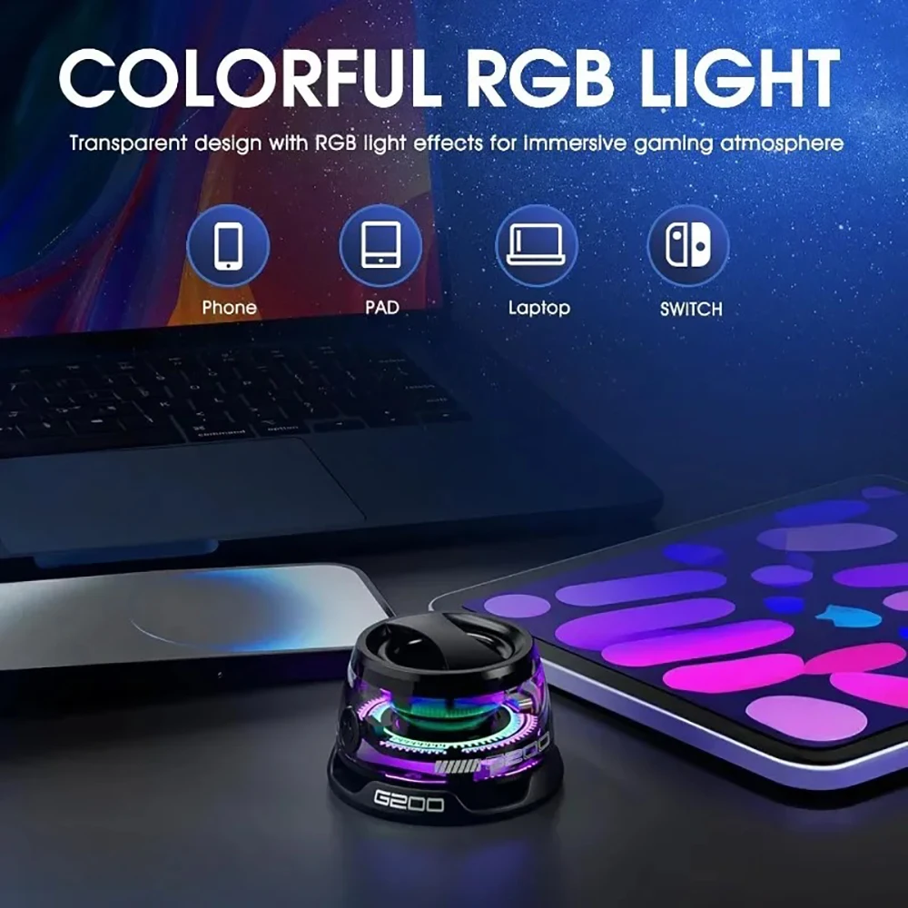 Portable Bluetooth 5.3 Speaker G200 RGB Lighting Magnetic Speaker Mini HD Sound Quality 6 H Music Player Magnetic Phone Holder