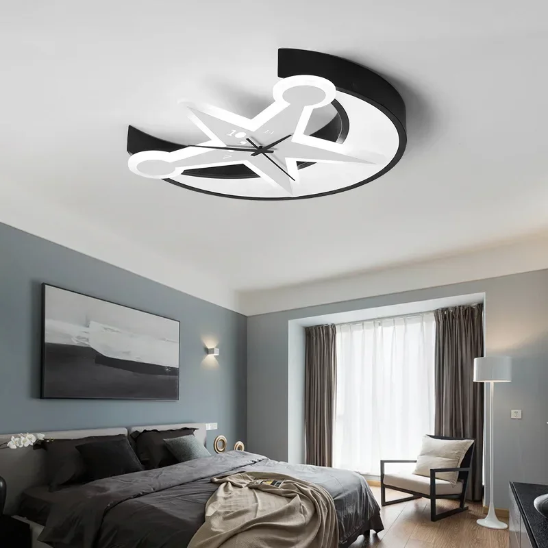 Modern minimalist led ceiling lamp round bedroom lamp acrylic lampshade creative personality clock room ceiling lamp