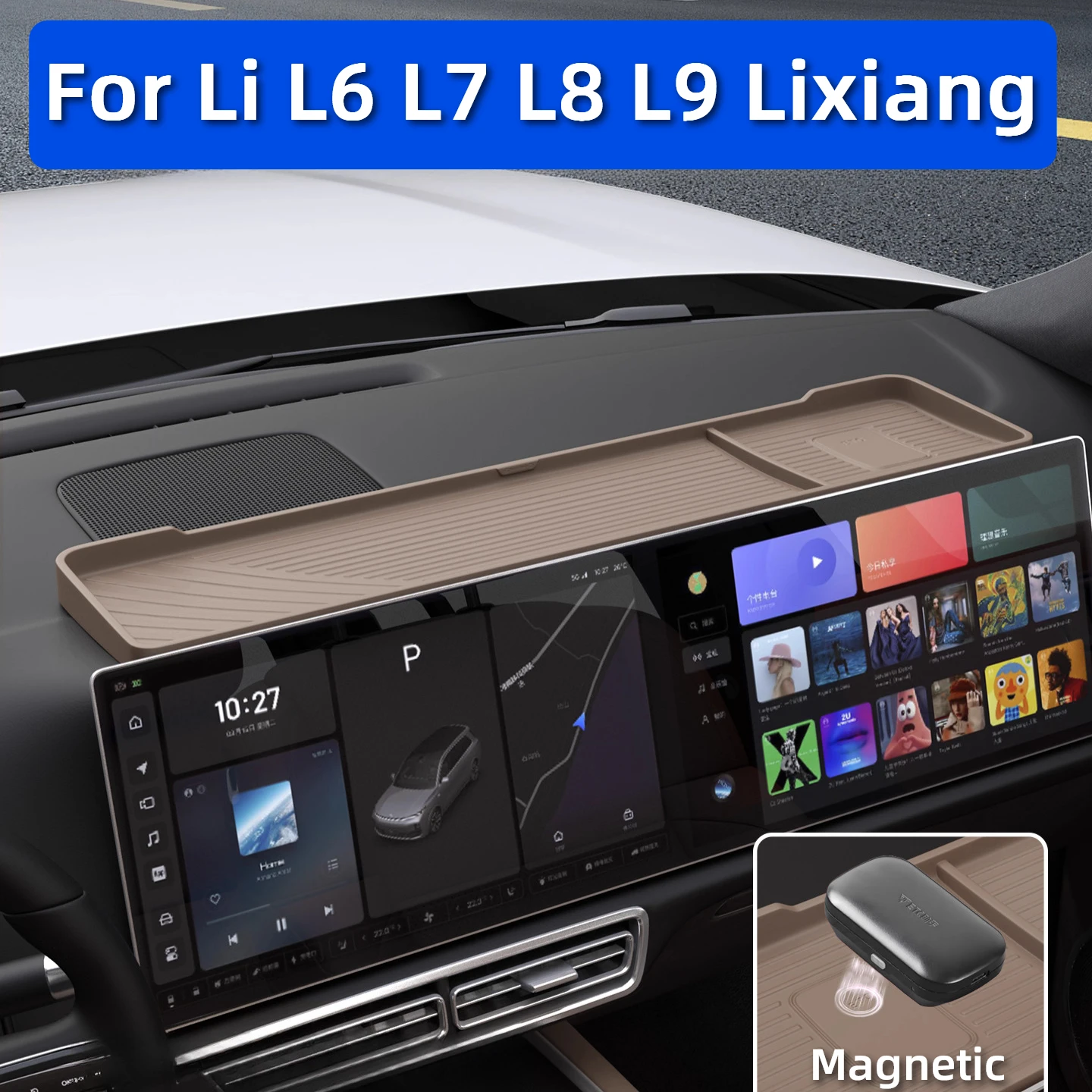 

For Li L6 L7 L8 L9 Lixiang Dashboard Screen Behind Storage Organizer Silicone Mat
