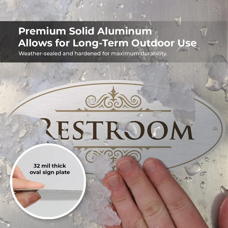 علامة مرحاض مصممة للباب 3M دعم لاصق ثقوب مسبقة الحفر 3.5x8 ih ديكور عتيق للجنسين علامة الحمام لمسة نهائية غير لامعة
