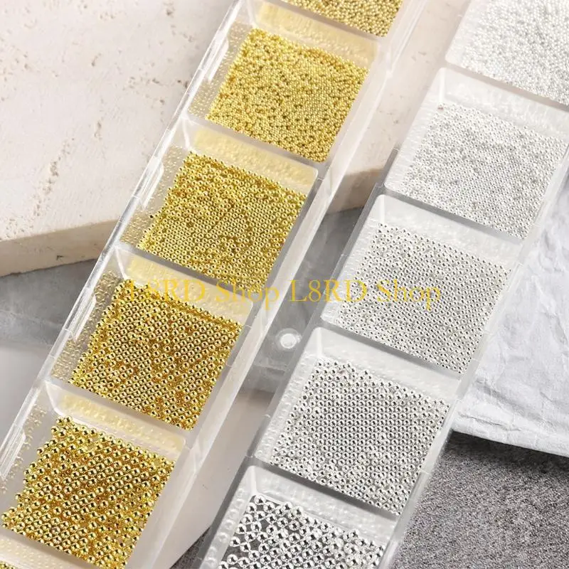 L8RD Multi-Size Caviar Beads for Nails 3D Art Micro Mini Metal Beads