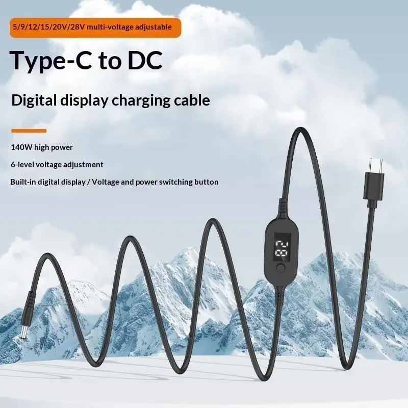 140W USB C to DC Adjustable Voltage Cable, 5V 9V 12V 15V 20V 28V PD Trigger Power Cord for Laptop Router DC Devices