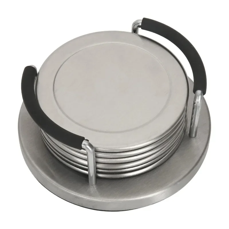 

Home.NEW Stainless Steel Coaster Set and Holder