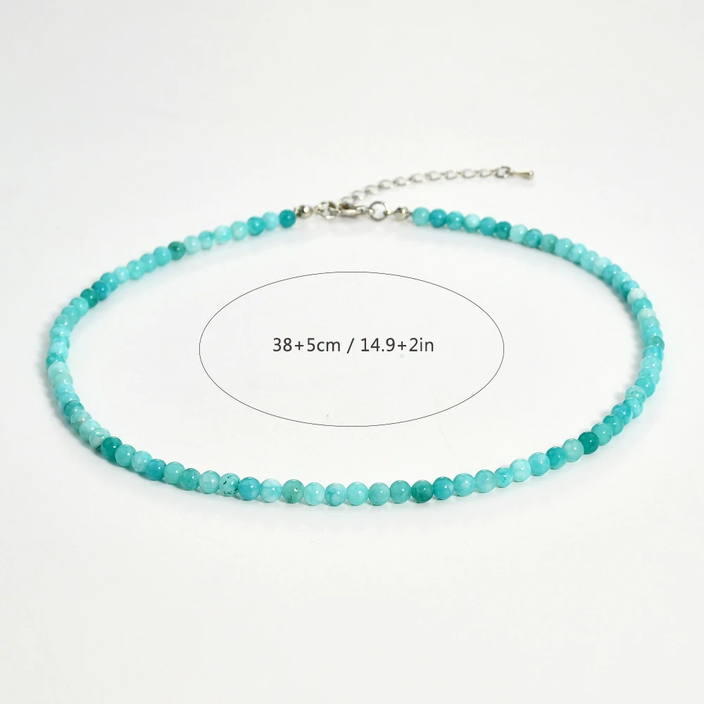 Yumfeel Bohemian Colorful Natural Stone 4mm Round Beads Necklaces Women Summer Friendship Neck Jewelry Fashion Vacation Chokers