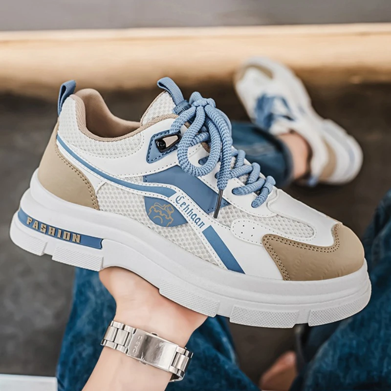 

Четырехсезонные модные прочные высококачественные мужские модные туфли на плоской подошве с круглым носком и шнуровкой с цветными блоками