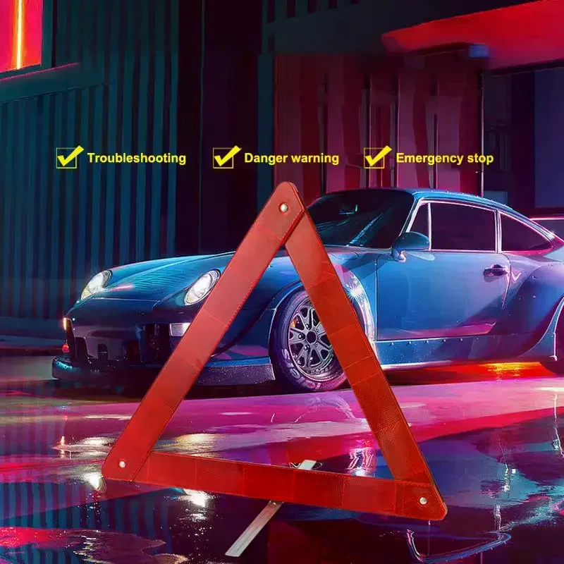 Emergency Early Warning Device Triangle Road Safety Stable Metal Bracket Triangular Warning Parking Sign Foldable Tripod