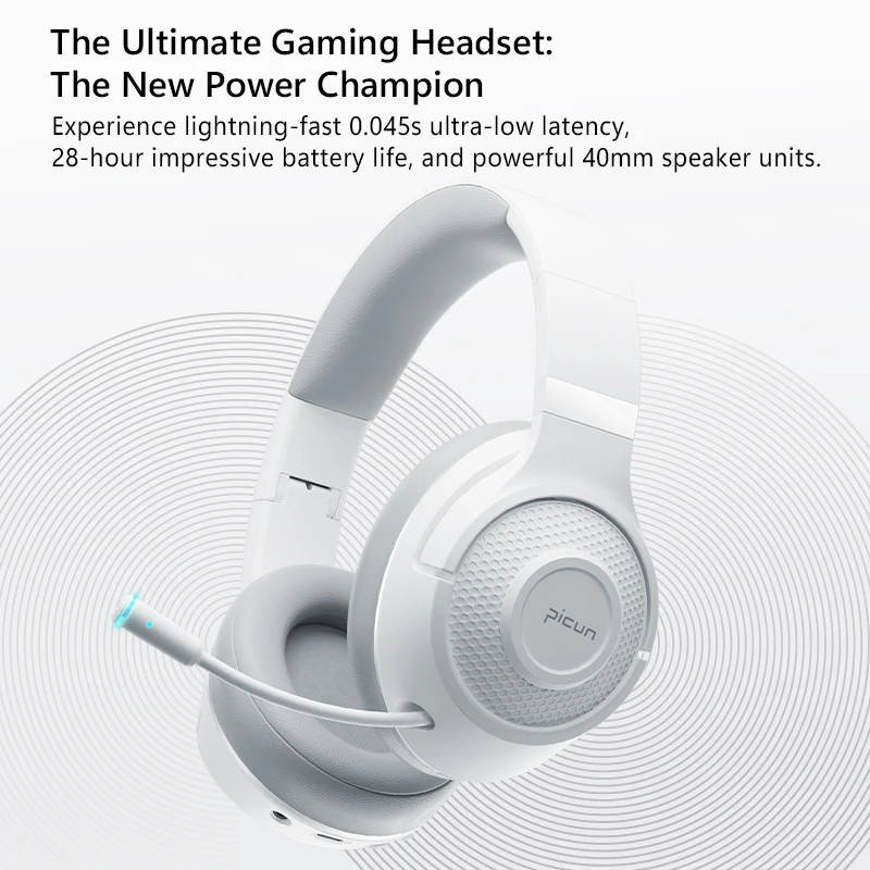 

Picun BG-01 Wireless Gaming Headset BT5.3 0.045s Low Latency 28H Play 250g Light Dual Mode ANC Mic for PC/PS5/Xbox