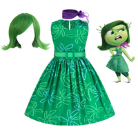 2024 New Inside Out 2 Disgust Cosplay Costumes Birthday Party Dress Up Children Halloween Role-playing Costume Carnival Clothing