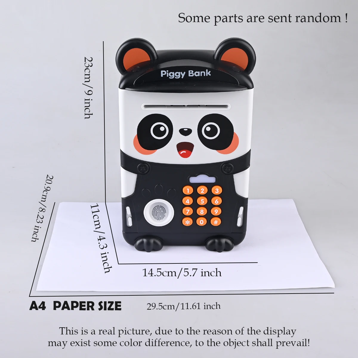 Panda Piggy Bank, Fingerprint Password Unlocking Automatic Induction Roll Simulation Creativity ATM Toys for 3+ Boys and Girls