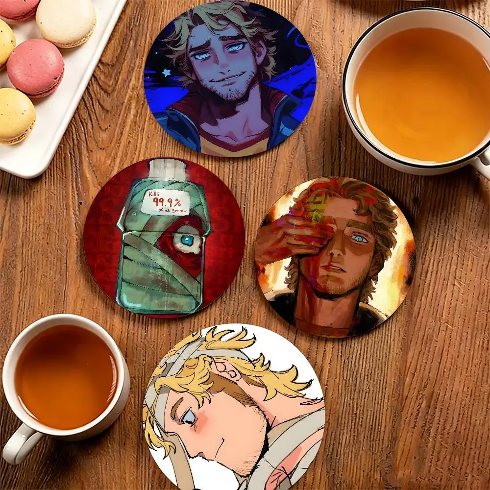 M-Mouthwashing Curly Round Wooden Coaster Decorative Coffee Cup for Use in Coffee Shops Bars