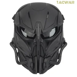 Airsoft Skull Mask Full Face, Chastener Mask with Gray Lens for CS Wargame Halloween Cosplay Party Tactical Outdoor Sports Gear