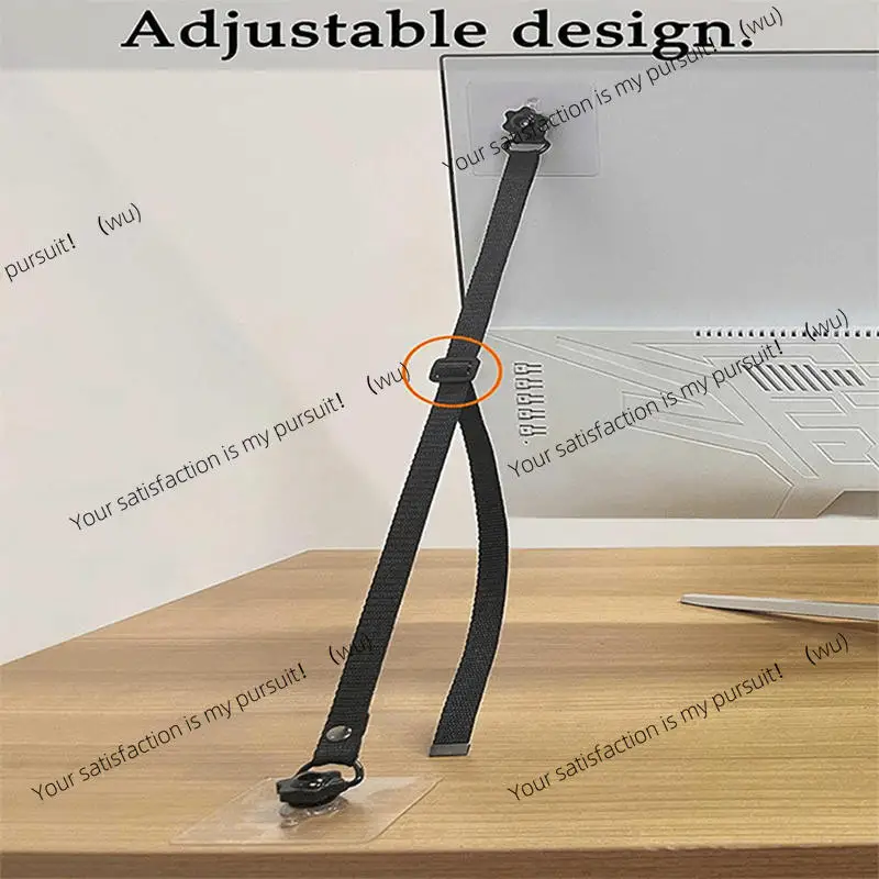 2 Pack Adjustable TV Safety Straps,No-Drill Adhesive Anti-Tip Furniture Anchors for Baby Proofing,Flat Screens Fix to Wall