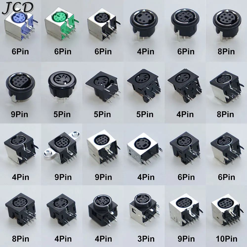 10 قطعة محطة الصوت والفيديو Din أنثى موصل مقبس S-فيديو PCB جبل 3/4/5/6/8/9Pin الفضة لهجة PS2 التعميم DIN مايكرو جاك