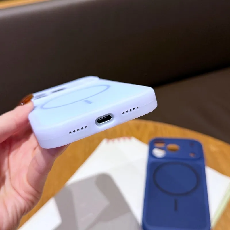 Luxuriöse Flüssig-Magnet-Handyhülle für iPhone 17 16 15 14 13 18 Pro Max für Magsafe, matte Linsenschutzfolie mit Trageband, weiche Hülle – Detail 4