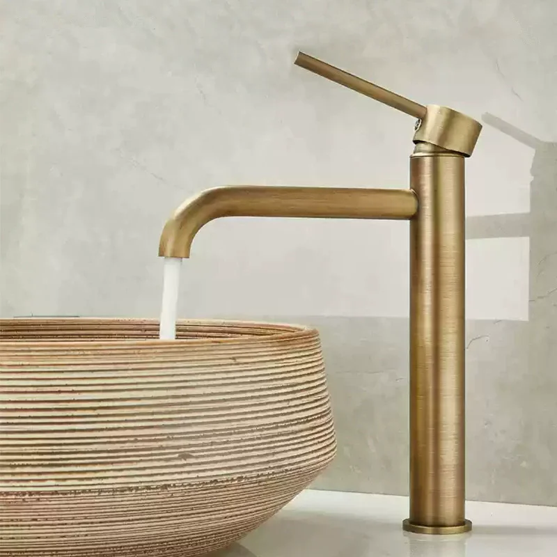 

Винтажный латунный смеситель для раковины, для холодной и горячей воды, настольный, для умывальника