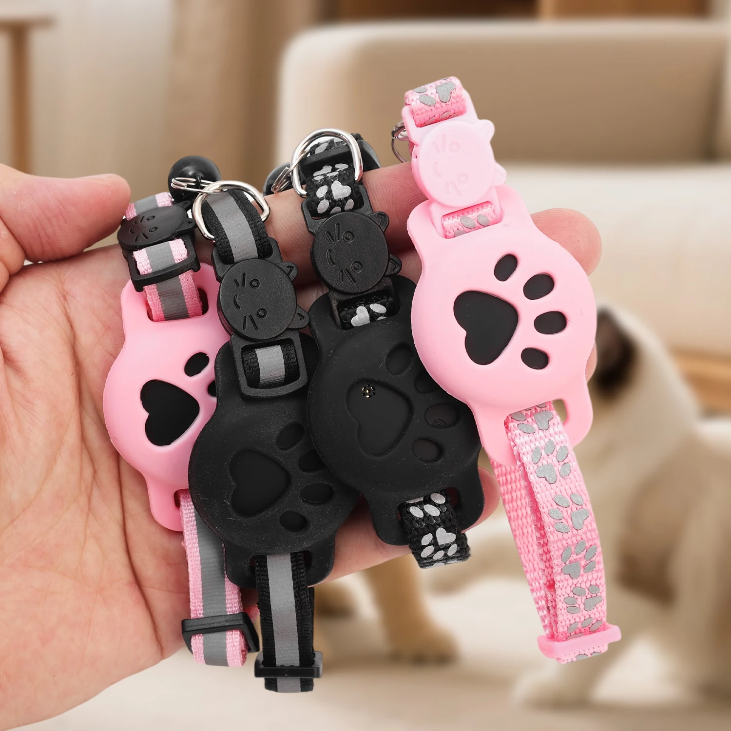 طوق تعقب GPS للقطط، جهاز عاكس لموقع الحيوانات الأليفة مناسب لأجهزة Apple Airtag قابلة للتعديل ومضادة للفقدان، أطواق تعقب GPS