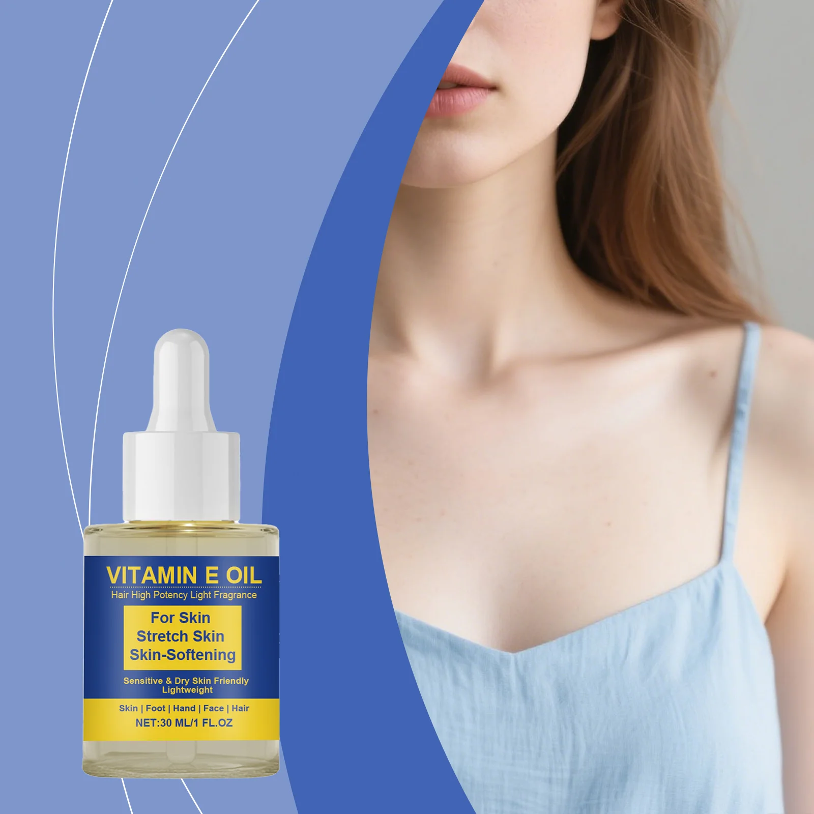 Vitamin E Oil - Gentle Hydration, Refreshing Moisturizer for Daily Comfort, Nourishing Facial, Hand, Foot, and Hair Care Oil