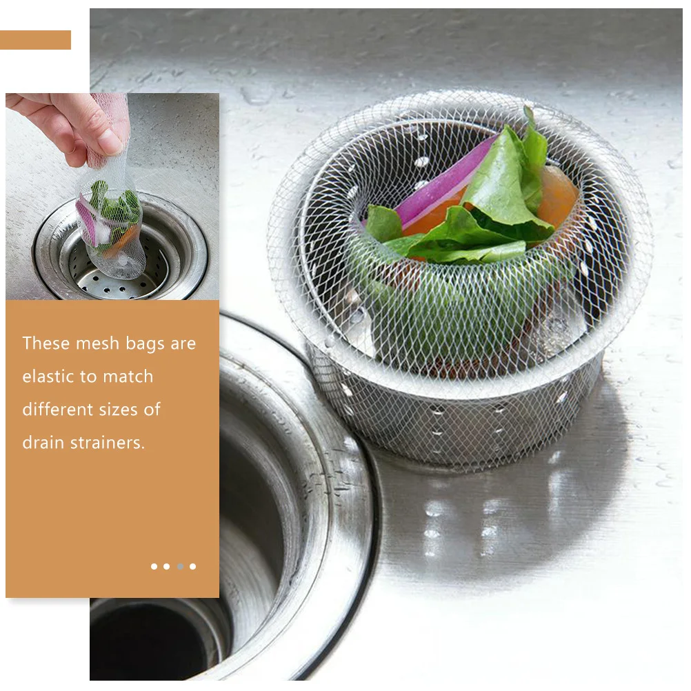 

300Pcs Sink Strainer Mesh Bags Disposable Kitchen Filter Net Elastic Drainage Filter Nets for Washing Sink Drainage Filters Nets