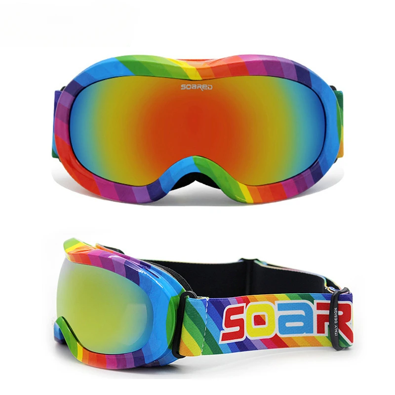 Ski Goggles Double Layer Polarized Lens Skiing Anti-fog Snowboard Goggles Ski Glasses Eyewear Case for Kids 3-7 Years Old