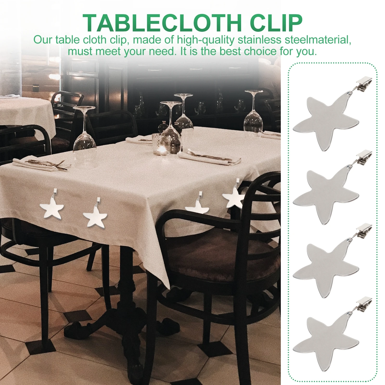 

4 Pcs Tablecloth Clips Stainless Steel Outdoor Indoor Picnic Tables Reliable Easy Install Windproof Home Parties Restaurant