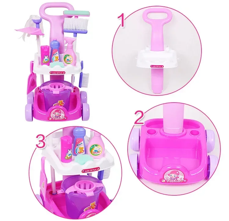 Balai balai et serpillière de simulation de haute qualité, jouets de nettoyage, seau à ordures, brosse pour enfants, maison de jeu, jouet coule, cadeau pour bébé