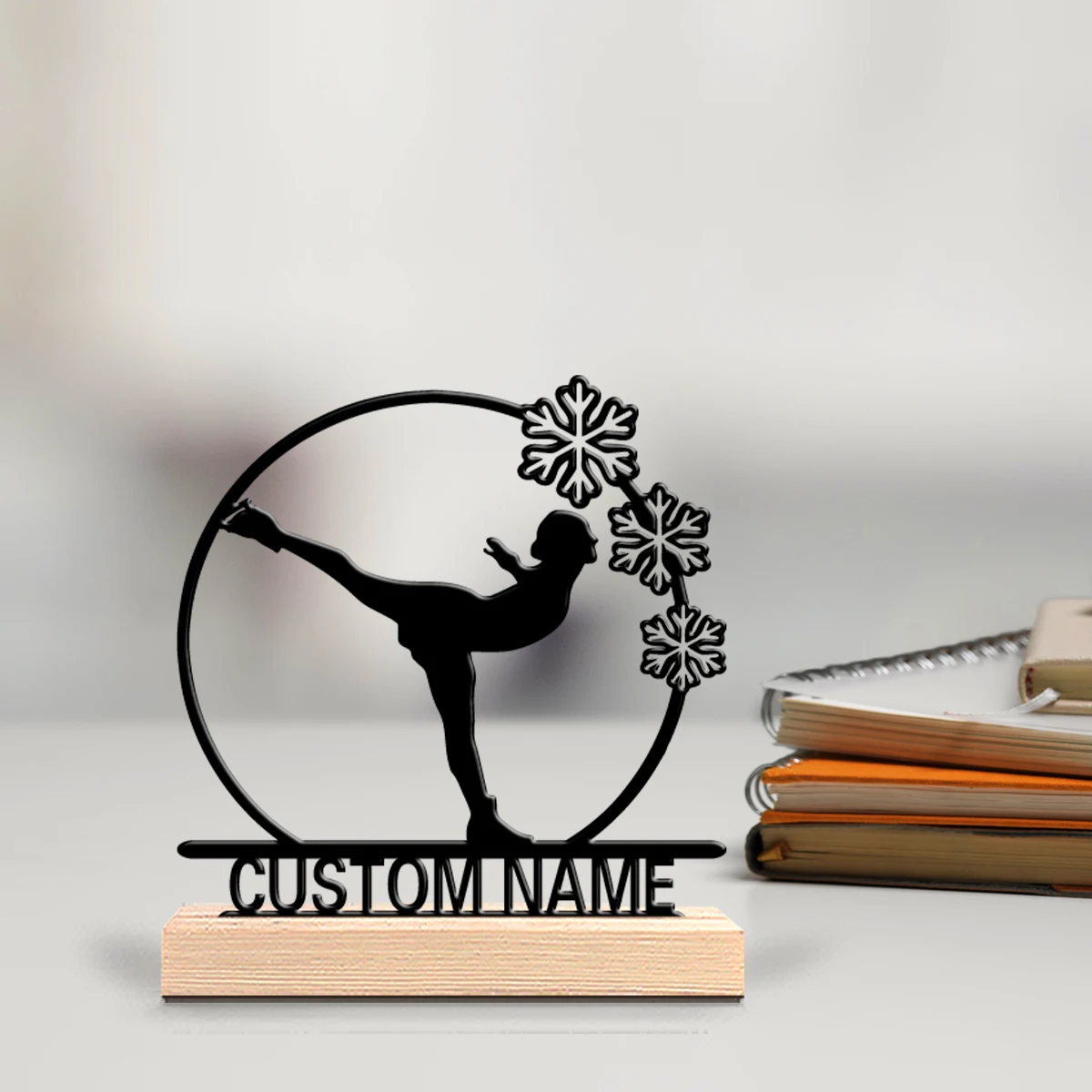 1pc Romantic Personalized Custom Ice skating Modern Wooden Base Decor for Office Living Room Nature-Inspired Easter decorations view 3