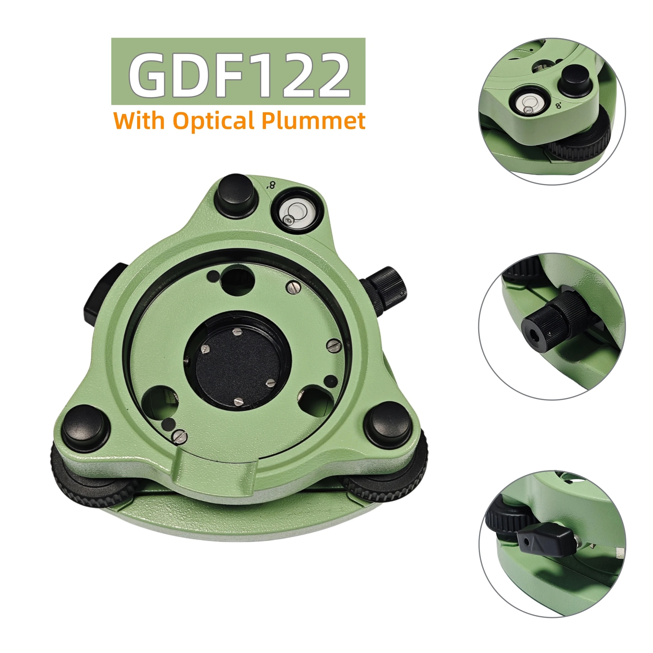 GDF121 GDF122 High Accurate Green Three-Jaw Tribrach for Leica Geosystems Land Surveying, with Optical Plummet & 8' Level Bubble