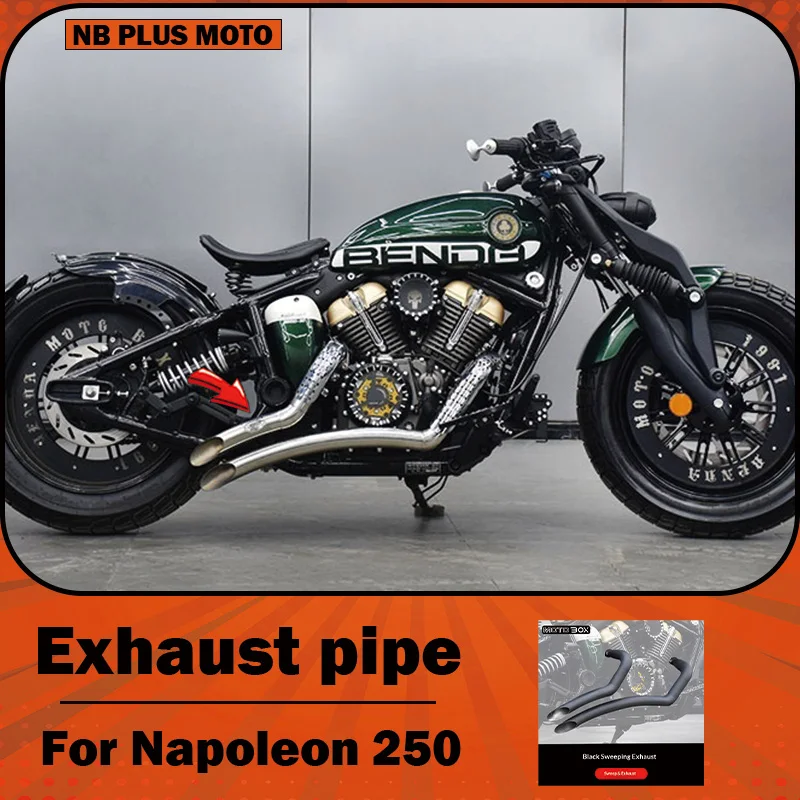 【Premium】For Napoleon 250 modified with right-side dual-exhaust system, complete set of vintage silencers for a deep, resonant s