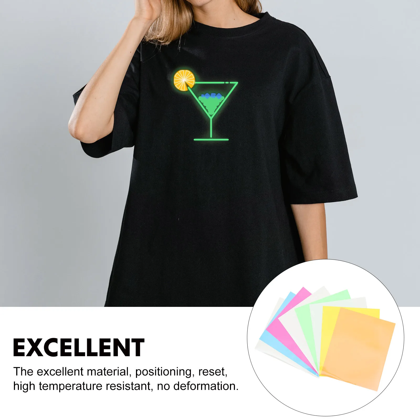 

8Pcs PU Heat Transfer Film High Adhesion Fluorescent Transfer Vinyl for DIY Heat Clothing Craft Roll