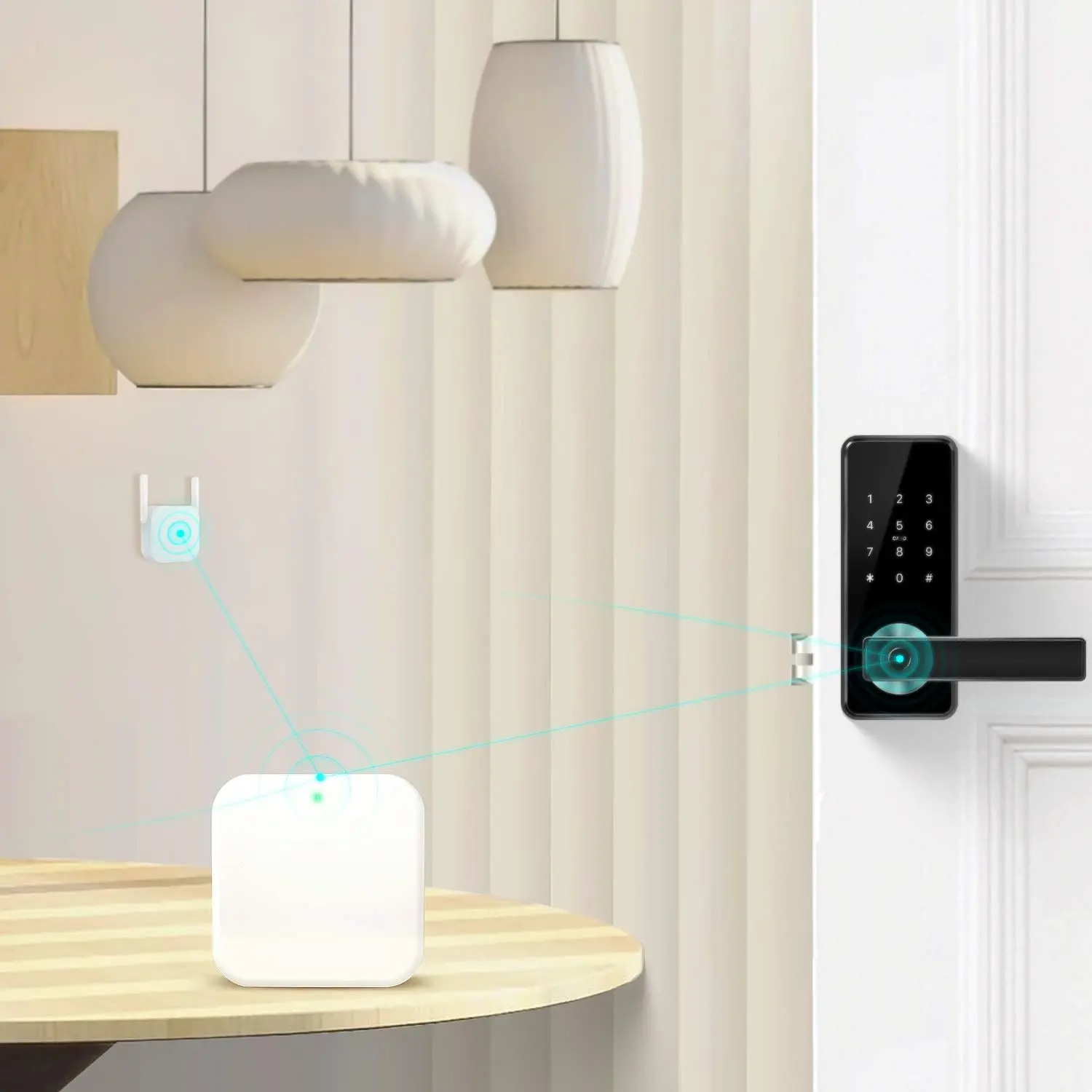 Cerradura de puerta inteligente con Bluetooth a Wi-Fi para el hogar, concentrador de puerta de enlace WiFi, convertidor de puente de voz para Alexa