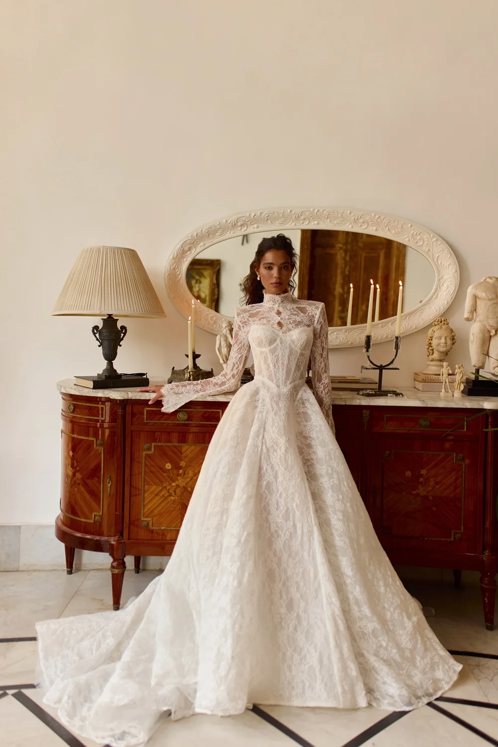 

A line Wedding Dresses Lace Dress Vestidos De Novia 2 En 1 Desmontable Manga Larga Sencillos Para Civil Elegantes White Bespoke