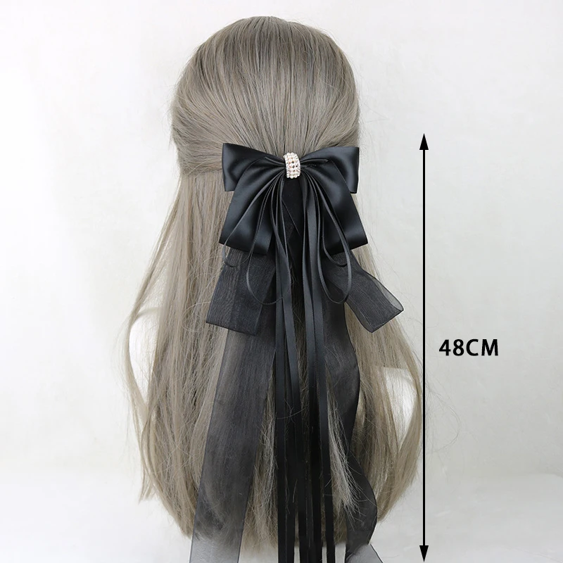 Lolita fita arco bandana com grampos de cabelo argola de cetim renda babados borlas faixas de cabelo doce meninas acessórios para o cabelo cosplay