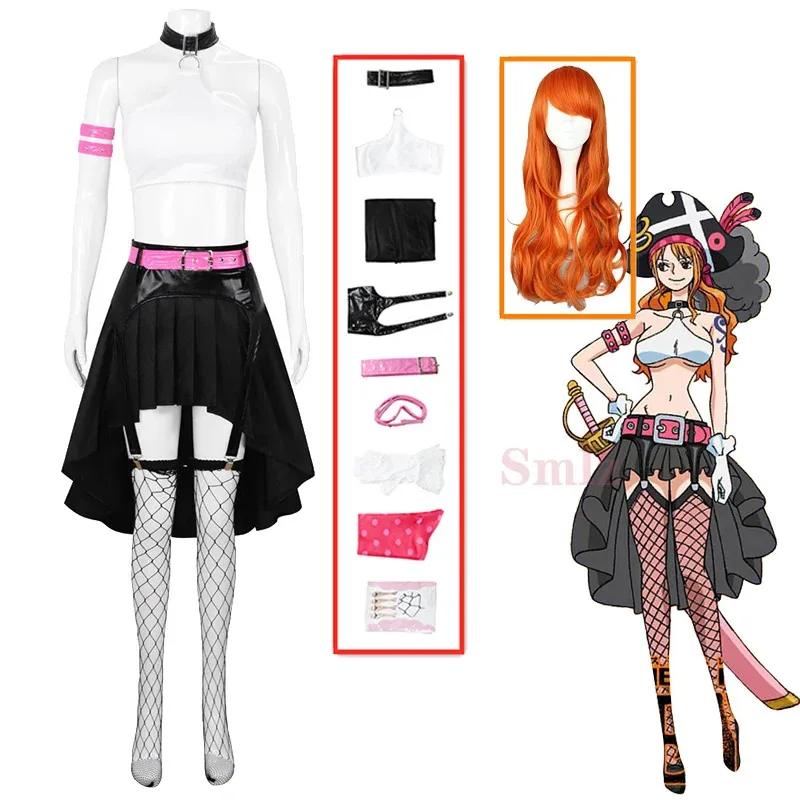 

Anime One Piece cosplay Film red Nami Cosplay Costumes woman sexy skirt Clothes Halloween Christmas Carnival Costume nami wig