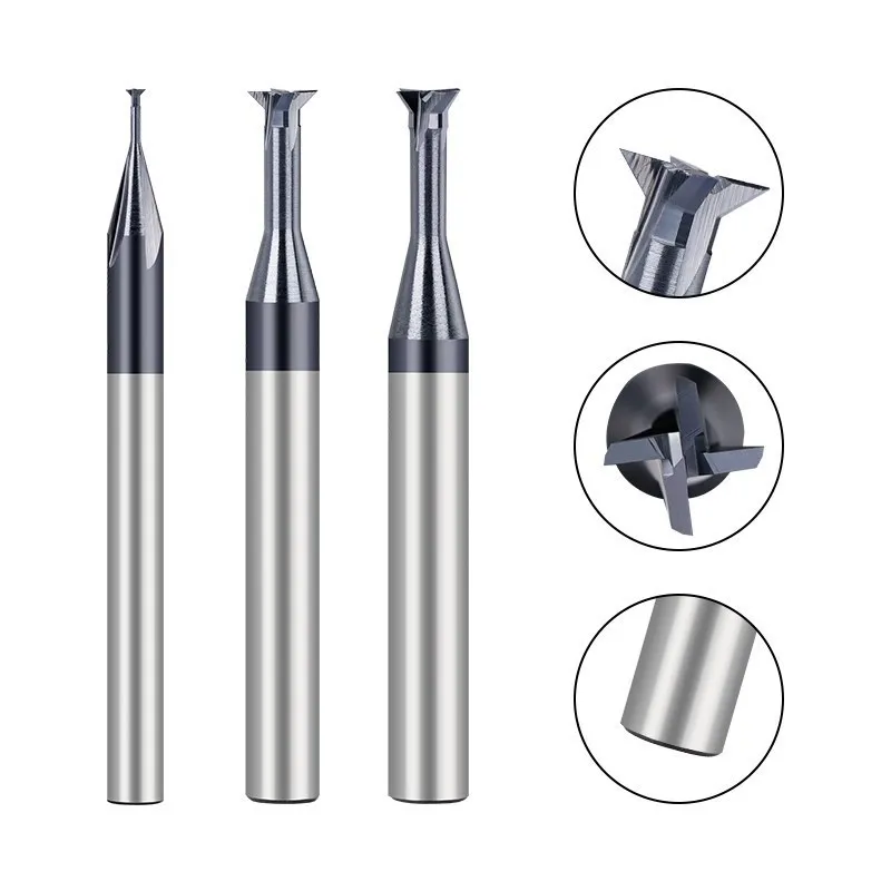 XCAN Dovetail Milling Cutter 45 Degrees Tungsten Carbide Milling Cutter 1.5-16mm Steel Machining Tool for Metal EndMill