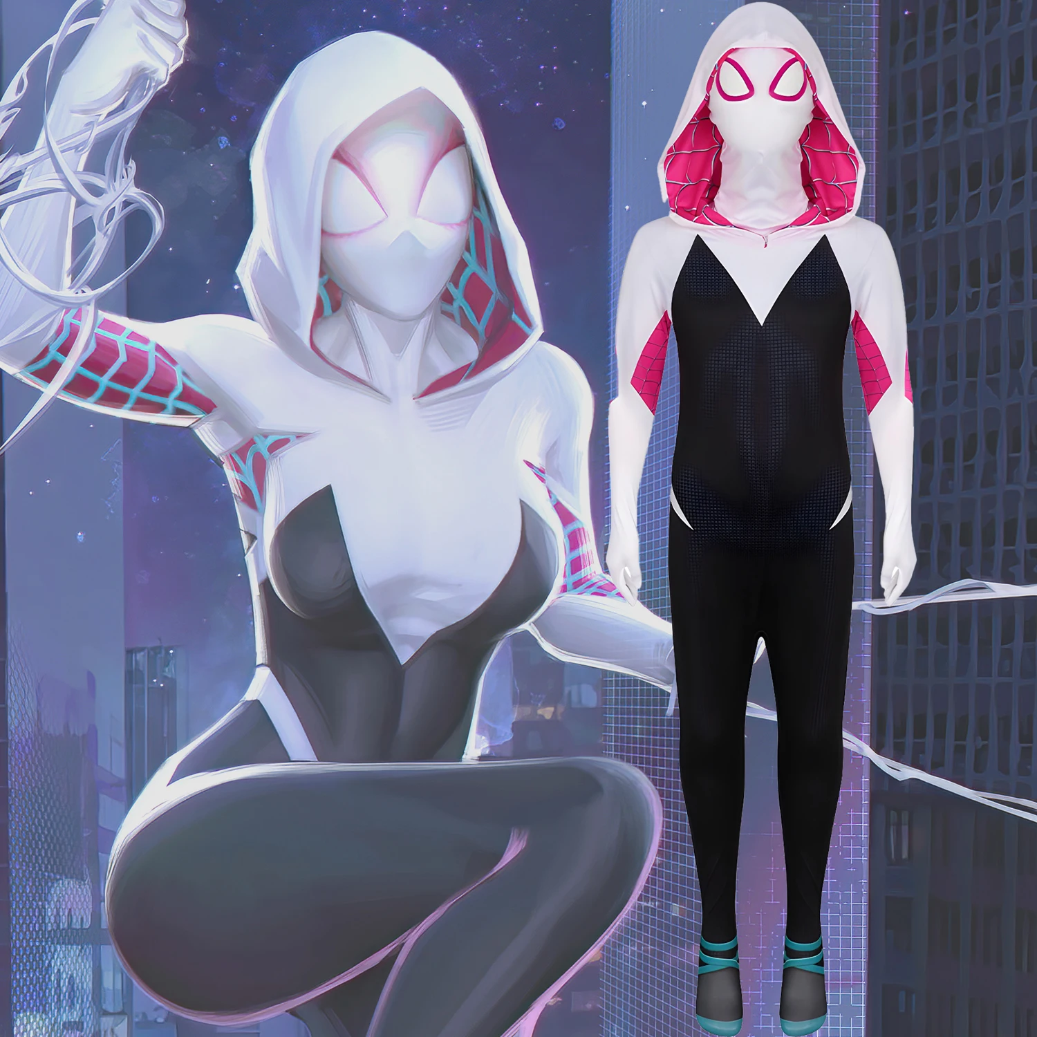 Mono de Spiderman para niña, disfraz de hombre araña para mujer, disfraz de Halloween para niños, disfraz de Deadpool, disfraz de chica araña fantasma de Gwen