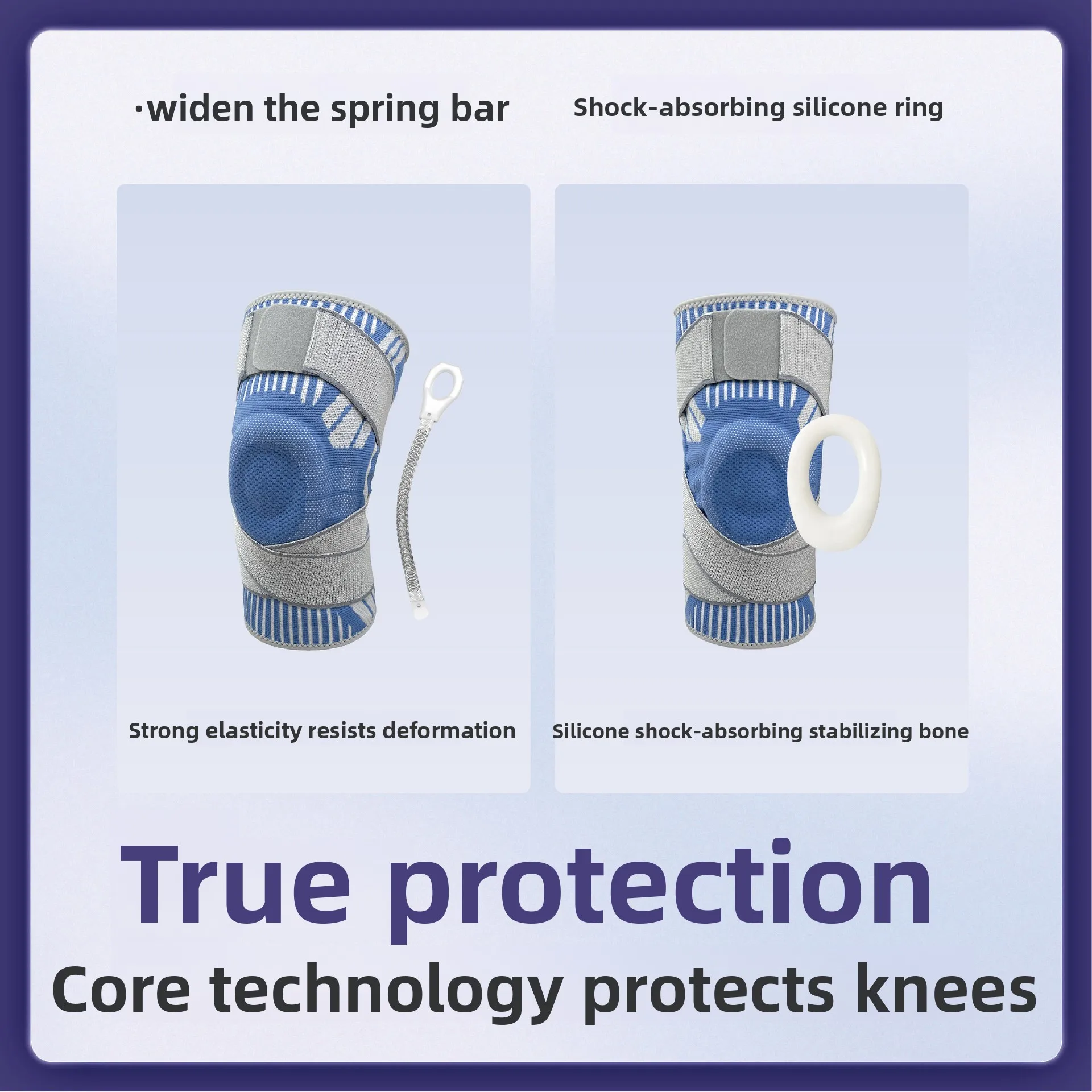 WW22 double strap thin knee pads pressurized silicone spring support non-slip summer outdoor fitness  rope protective gear