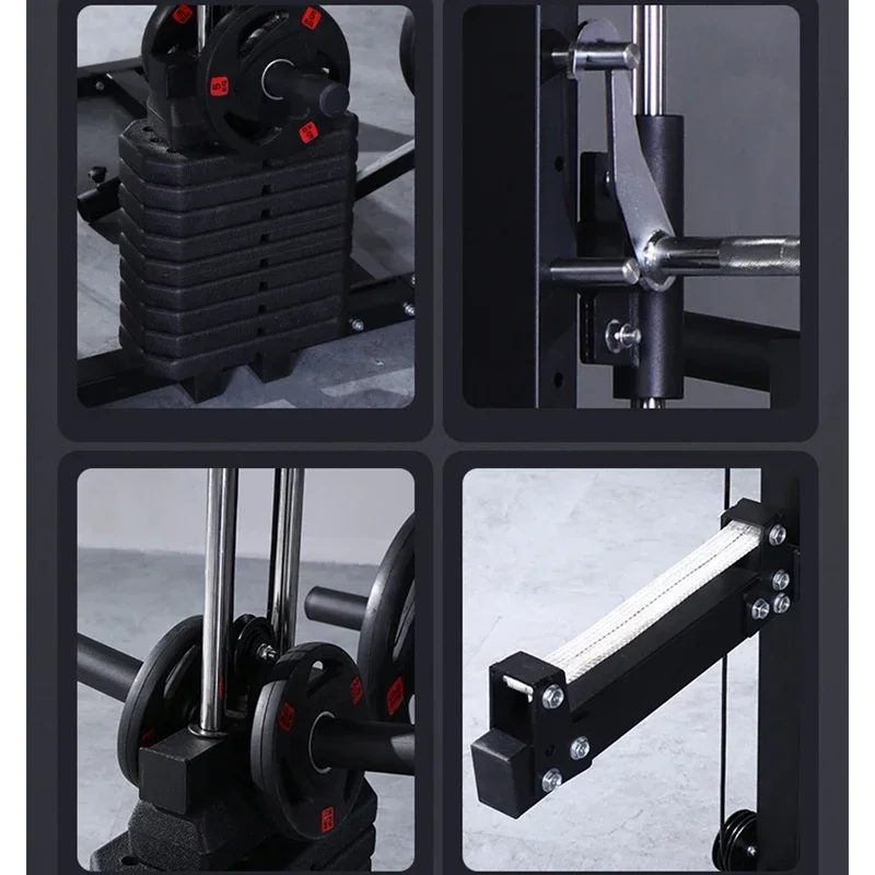 Smith Machine-Multifunction Power Cage with Smith Bar and Two LAT Pull-Down Systems and Cable Crossover Machine for Home Gym