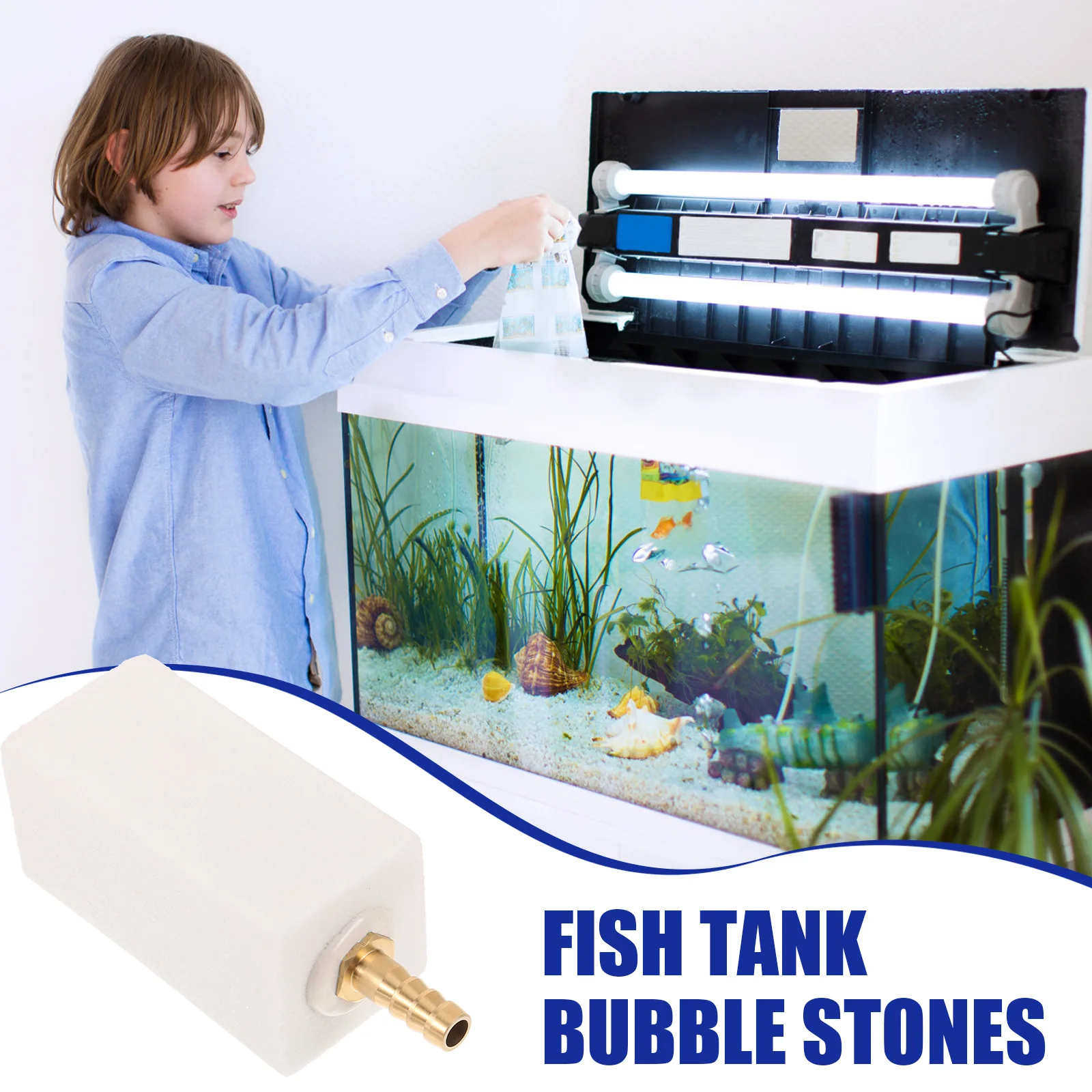 

White Aquarium Air Stone 38x76x20mm Fish Tank Bubbler Oxygenated Bubble Accessories for Freshwater Seawater