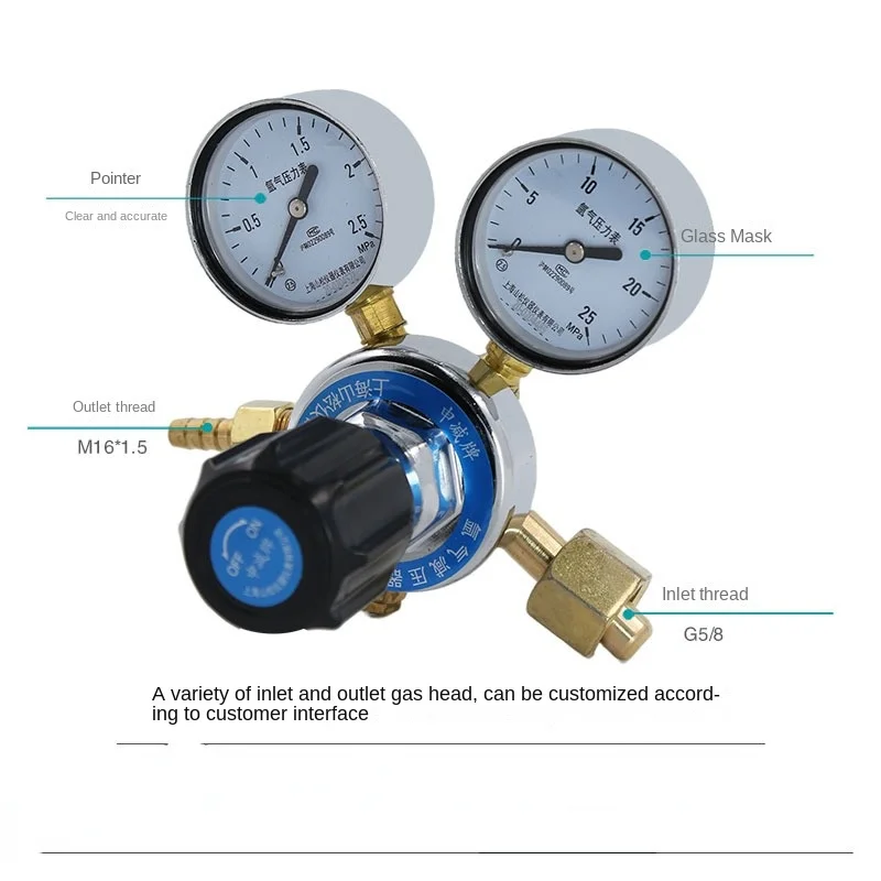 YQAR-8 아르곤 감압 밸브, 가스 실린더 압력 게이지 조절기